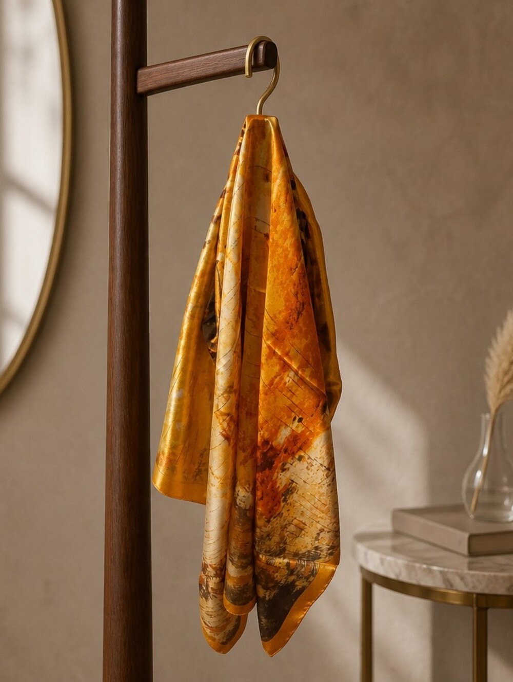 Golden Marble Print Scarf